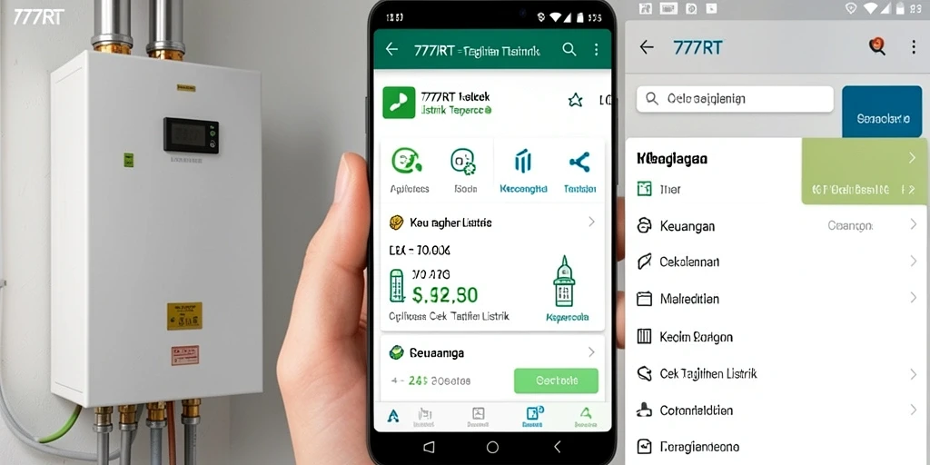 Tampilan utama aplikasi 777RT untuk cek tagihan listrik.