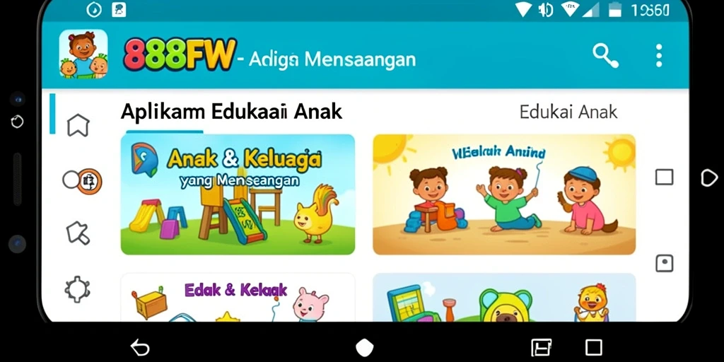 Tampilan antarmuka aplikasi 888FW yang interaktif untuk Edukasi Anak.