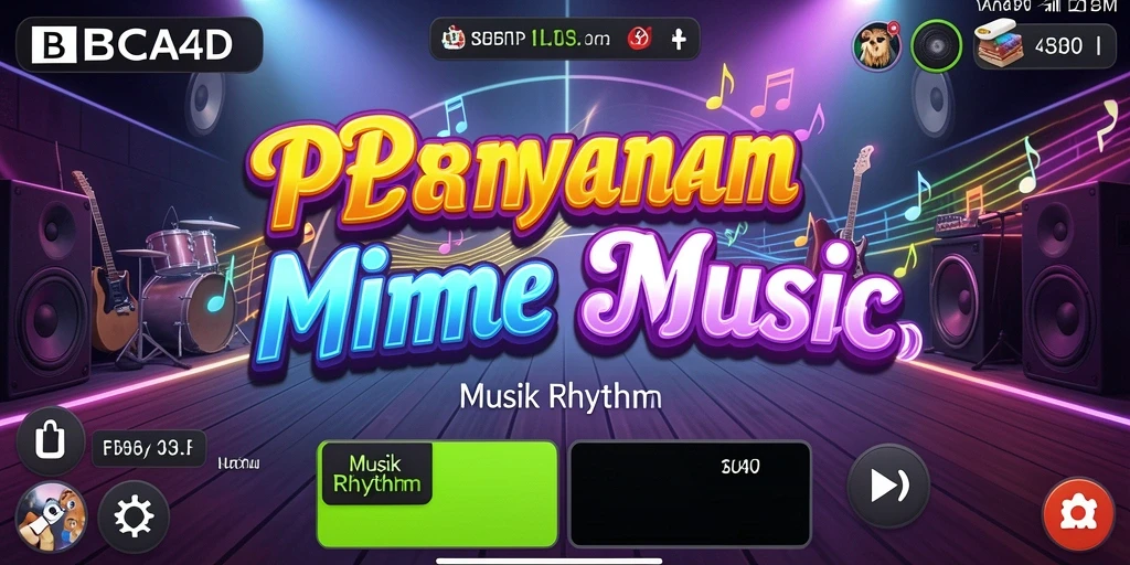 Tampilan antarmuka menarik dari permainan Musik Rhythm BBCA4D.