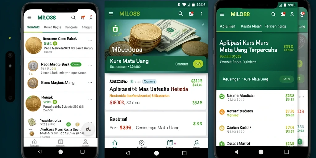 Tampilan antarmuka aplikasi MILO88 untuk Kurs Mata Uang.