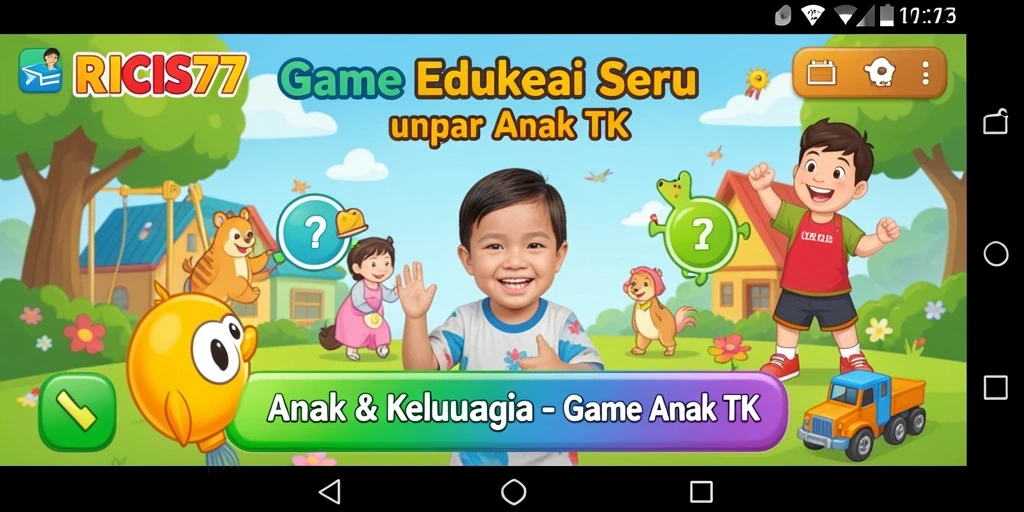 Tampilan antarmuka RICIS77 dengan berbagai permainan edukatif untuk anak-anak.